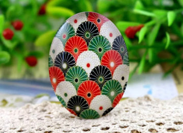 1pc, 30x40mm, Big Handmade Floral Photo Glass Cabochons, Oval